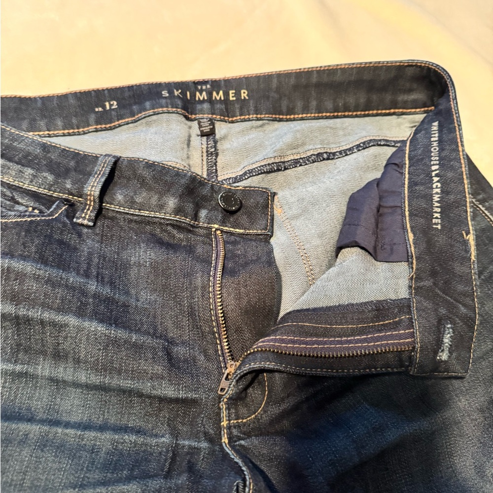 White House Black Market Skimmer Dark Blue Jeans